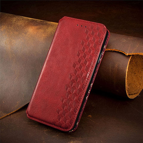 Custodia Portafoglio In Pelle Cover con Supporto S09D per Google Pixel 5 Rosso