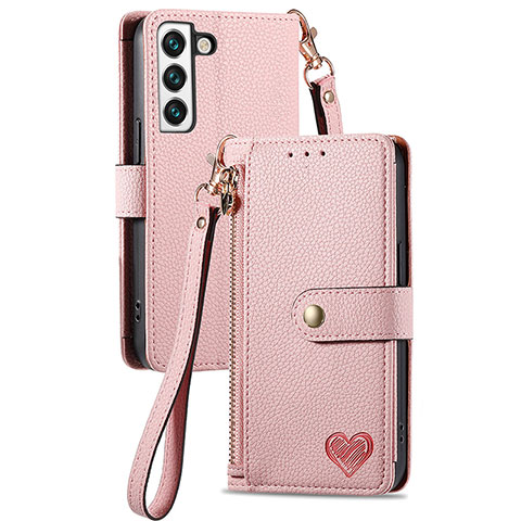 Custodia Portafoglio In Pelle Cover con Supporto S16D per Samsung Galaxy S22 Plus 5G Rosa