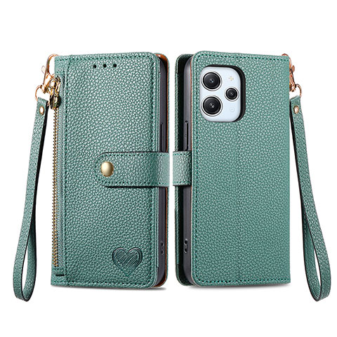 Custodia Portafoglio In Pelle Cover con Supporto S16D per Xiaomi Redmi 12 4G Verde