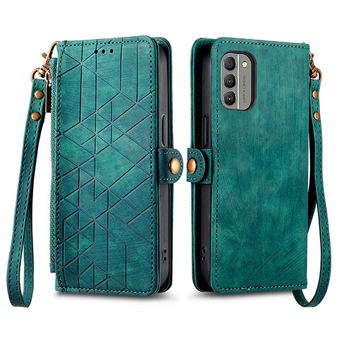 Custodia Portafoglio In Pelle Cover con Supporto S17D per Nokia G400 5G Verde