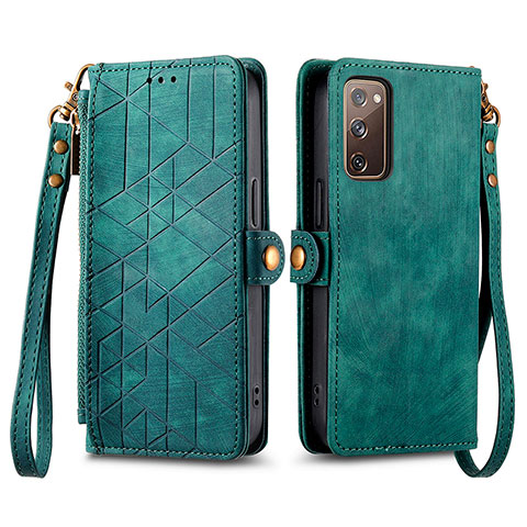 Custodia Portafoglio In Pelle Cover con Supporto S18D per Samsung Galaxy S20 FE (2022) 5G Verde