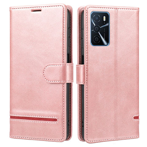 Custodia Portafoglio In Pelle Cover con Supporto SY1 per Oppo A54s Rosa