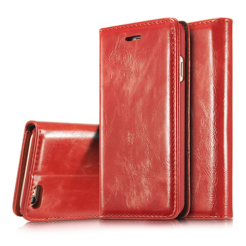 Custodia Portafoglio In Pelle Cover con Supporto T01 per Apple iPhone 6S Plus Rosso