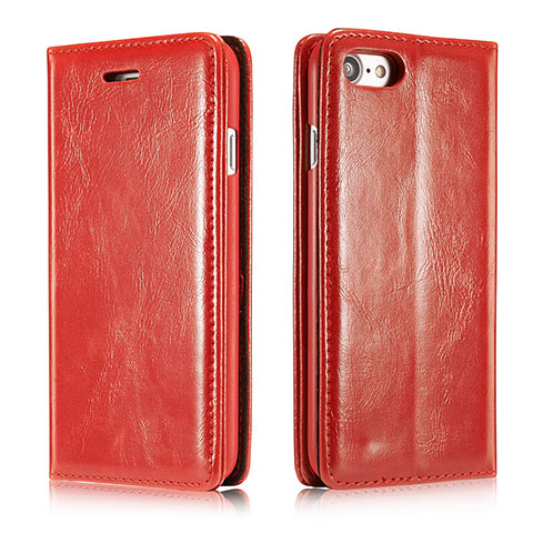 Custodia Portafoglio In Pelle Cover con Supporto T01 per Apple iPhone SE (2020) Rosso