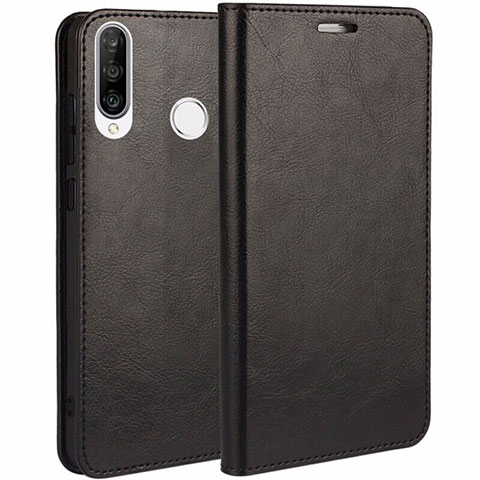 Custodia Portafoglio In Pelle Cover con Supporto T01 per Huawei P30 Lite XL Nero