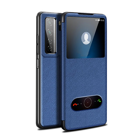 Custodia Portafoglio In Pelle Cover con Supporto T01 per Huawei P40 Lite 5G Blu