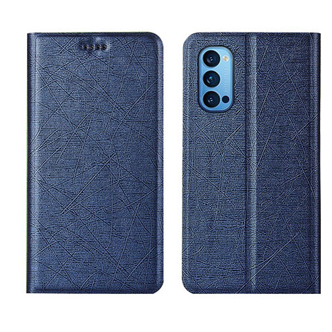 Custodia Portafoglio In Pelle Cover con Supporto T01 per Oppo Reno4 5G Blu