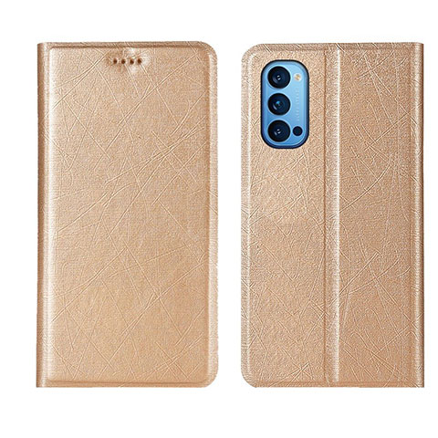 Custodia Portafoglio In Pelle Cover con Supporto T01 per Oppo Reno4 Pro 5G Oro