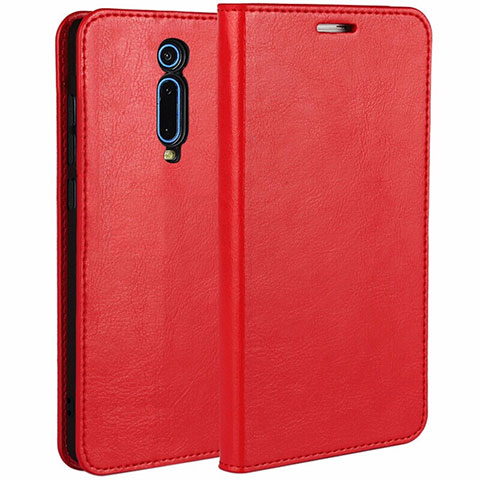 Custodia Portafoglio In Pelle Cover con Supporto T01 per Xiaomi Mi 9T Rosso