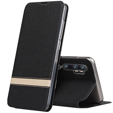 Custodia Portafoglio In Pelle Cover con Supporto T01 per Xiaomi Mi Note 10 Nero