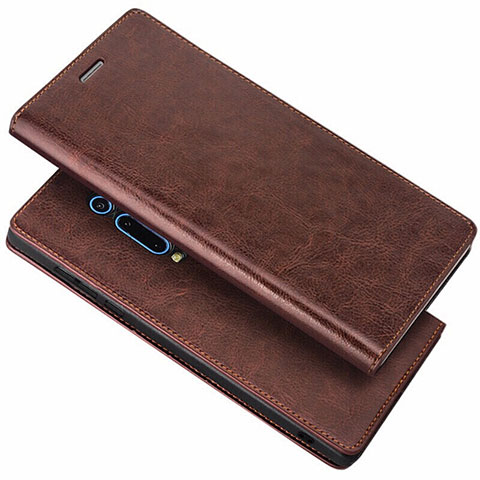 Custodia Portafoglio In Pelle Cover con Supporto T01 per Xiaomi Redmi K20 Marrone