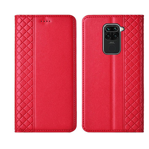 Custodia Portafoglio In Pelle Cover con Supporto T01 per Xiaomi Redmi Note 9 Rosso