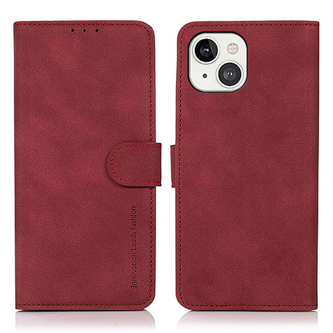 Custodia Portafoglio In Pelle Cover con Supporto T02 per Apple iPhone 13 Mini Rosso