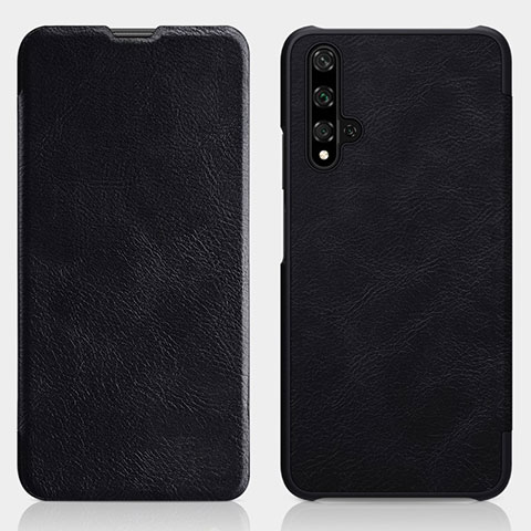 Custodia Portafoglio In Pelle Cover con Supporto T02 per Huawei Honor 20 Nero