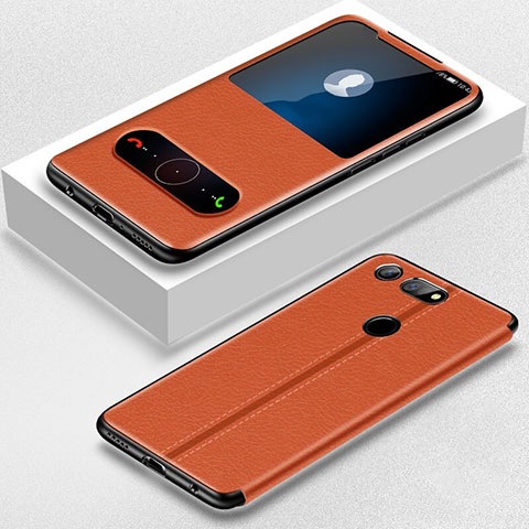 Custodia Portafoglio In Pelle Cover con Supporto T02 per Huawei Honor V20 Arancione