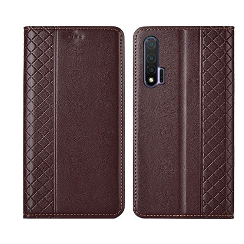 Custodia Portafoglio In Pelle Cover con Supporto T02 per Huawei Nova 6 5G Marrone