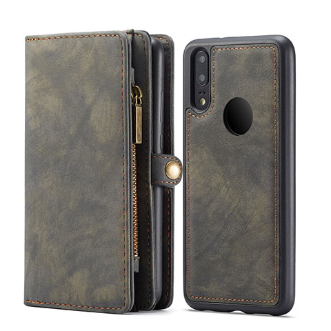 Custodia Portafoglio In Pelle Cover con Supporto T02 per Huawei P20 Lite Nero