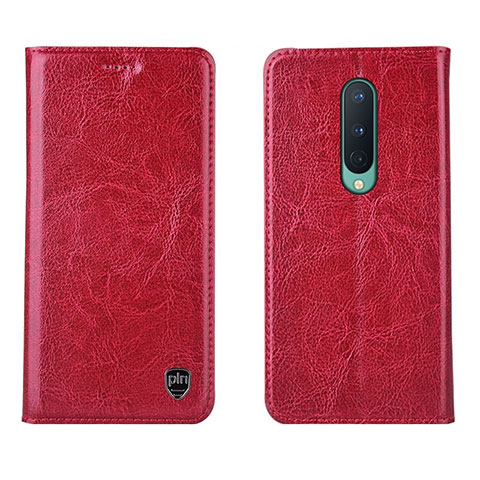 Custodia Portafoglio In Pelle Cover con Supporto T02 per OnePlus 8 Rosso
