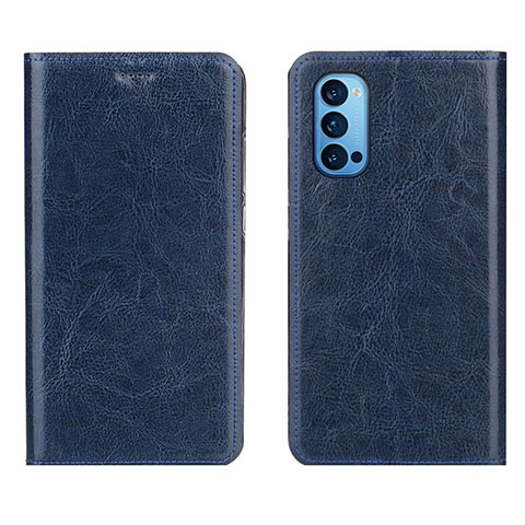 Custodia Portafoglio In Pelle Cover con Supporto T02 per Oppo Reno4 5G Blu