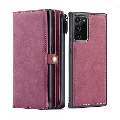 Custodia Portafoglio In Pelle Cover con Supporto T02 per Samsung Galaxy Note 20 Ultra 5G Rosso Rosa