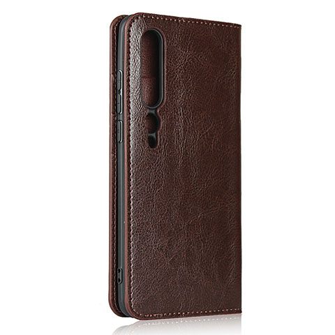 Custodia Portafoglio In Pelle Cover con Supporto T02 per Xiaomi Mi 10 Marrone