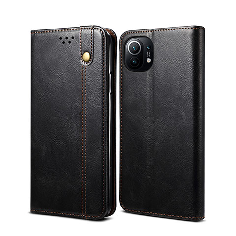 Custodia Portafoglio In Pelle Cover con Supporto T02 per Xiaomi Mi 11 Lite 4G Nero