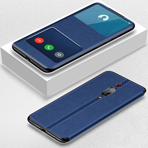 Custodia Portafoglio In Pelle Cover con Supporto T02 per Xiaomi Mi 9T Pro Blu