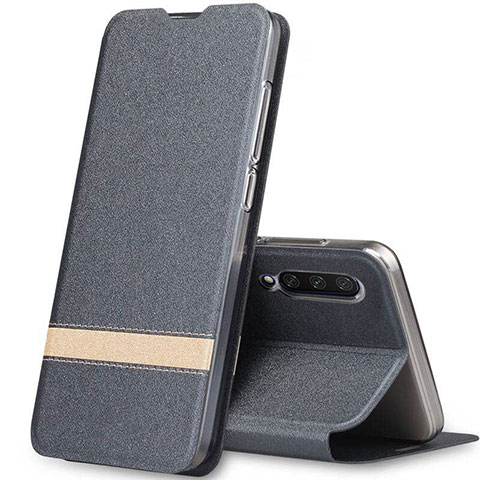 Custodia Portafoglio In Pelle Cover con Supporto T02 per Xiaomi Mi A3 Grigio Scuro