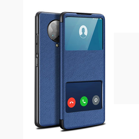 Custodia Portafoglio In Pelle Cover con Supporto T02 per Xiaomi Redmi K30 Pro 5G Blu