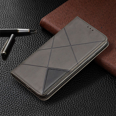 Custodia Portafoglio In Pelle Cover con Supporto T02 per Xiaomi Redmi Note 9 Pro Grigio