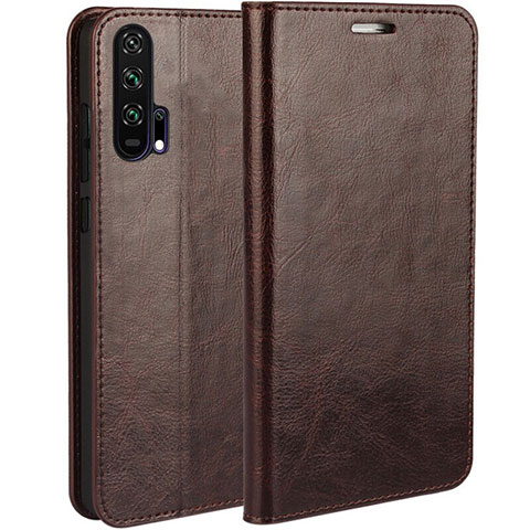 Custodia Portafoglio In Pelle Cover con Supporto T03 per Huawei Honor 20 Pro Marrone