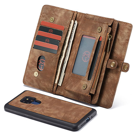 Custodia Portafoglio In Pelle Cover con Supporto T03 per Huawei Mate 20 Marrone