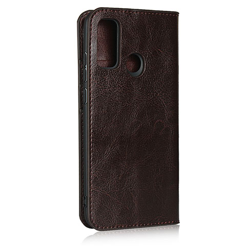 Custodia Portafoglio In Pelle Cover con Supporto T03 per Huawei P Smart (2020) Marrone