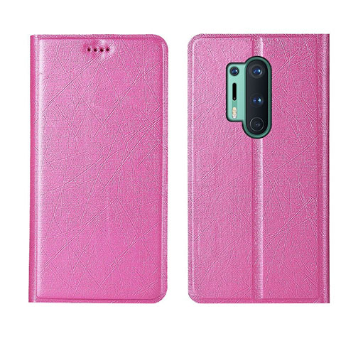 Custodia Portafoglio In Pelle Cover con Supporto T03 per OnePlus 8 Pro Rosa