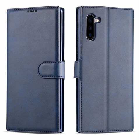Custodia Portafoglio In Pelle Cover con Supporto T03 per Samsung Galaxy Note 10 Blu