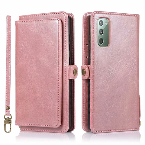 Custodia Portafoglio In Pelle Cover con Supporto T03 per Samsung Galaxy Note 20 5G Oro Rosa