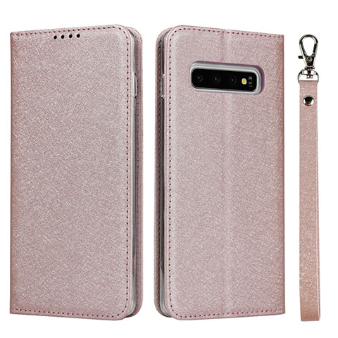 Custodia Portafoglio In Pelle Cover con Supporto T03 per Samsung Galaxy S10 5G Oro Rosa