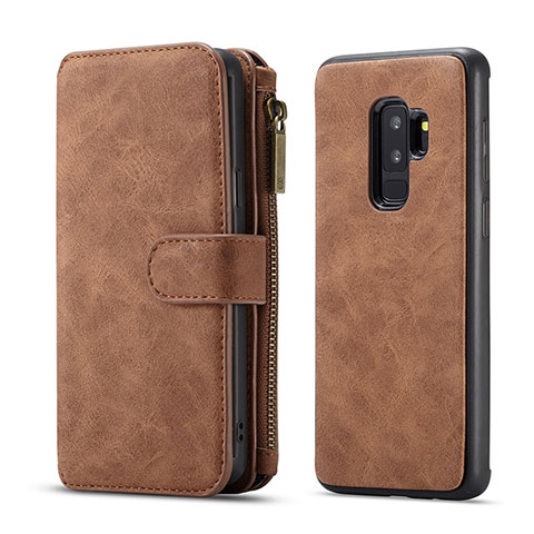 Custodia Portafoglio In Pelle Cover con Supporto T03 per Samsung Galaxy S9 Plus Marrone