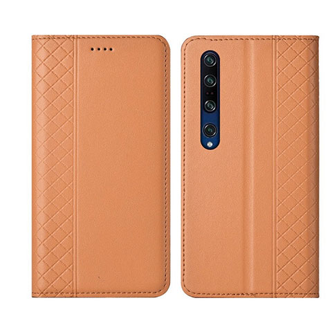 Custodia Portafoglio In Pelle Cover con Supporto T03 per Xiaomi Mi 10 Pro Arancione