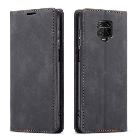 Custodia Portafoglio In Pelle Cover con Supporto T03 per Xiaomi Redmi Note 9S Nero