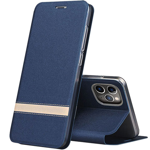 Custodia Portafoglio In Pelle Cover con Supporto T04 per Apple iPhone 11 Pro Max Blu