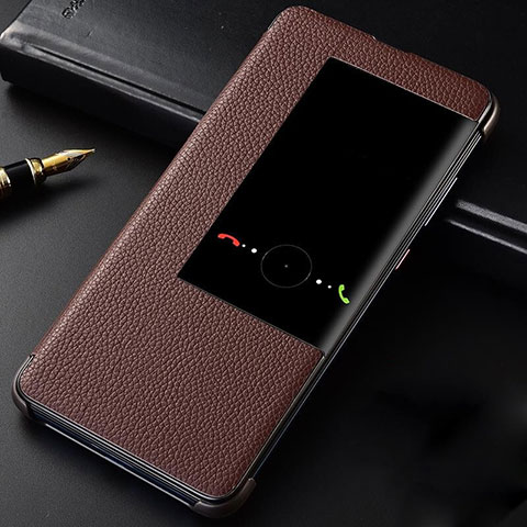 Custodia Portafoglio In Pelle Cover con Supporto T04 per Huawei Mate 20 Marrone