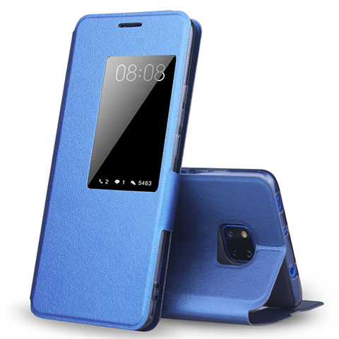 Custodia Portafoglio In Pelle Cover con Supporto T04 per Huawei Mate 20 Pro Blu
