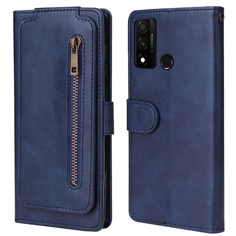 Custodia Portafoglio In Pelle Cover con Supporto T04 per Huawei P Smart (2020) Blu