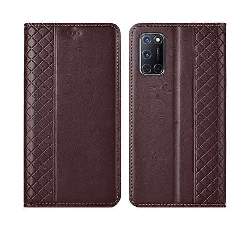 Custodia Portafoglio In Pelle Cover con Supporto T04 per Oppo A72 Marrone