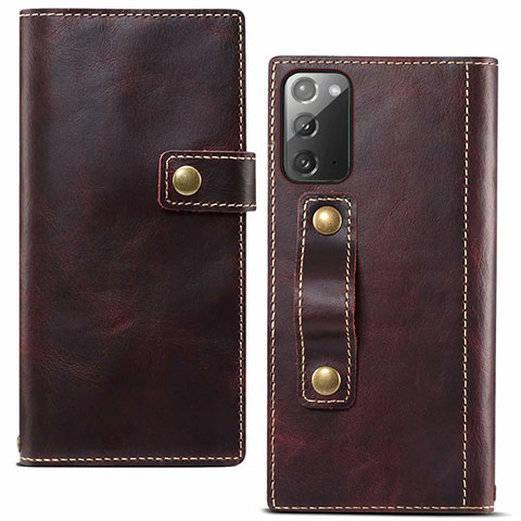 Custodia Portafoglio In Pelle Cover con Supporto T04 per Samsung Galaxy Note 20 5G Rosso Rosa