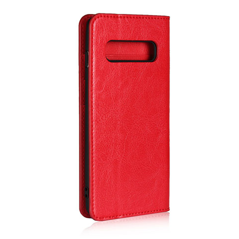 Custodia Portafoglio In Pelle Cover con Supporto T04 per Samsung Galaxy S10 Rosso
