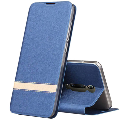 Custodia Portafoglio In Pelle Cover con Supporto T04 per Xiaomi Mi 9T Blu