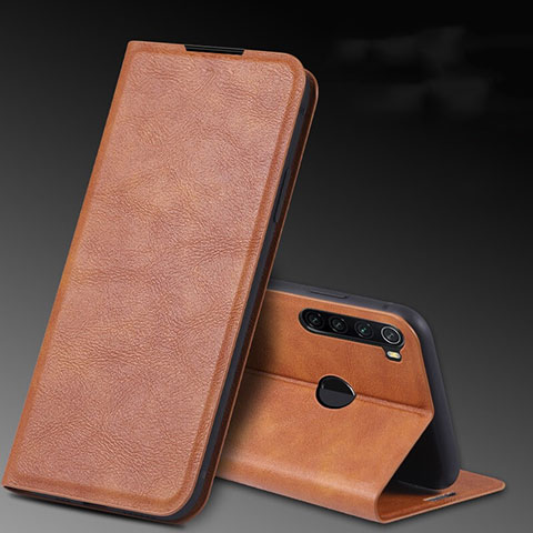 Custodia Portafoglio In Pelle Cover con Supporto T04 per Xiaomi Redmi Note 8 Arancione