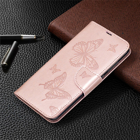 Custodia Portafoglio In Pelle Cover con Supporto T04 per Xiaomi Redmi Note 9 Oro Rosa